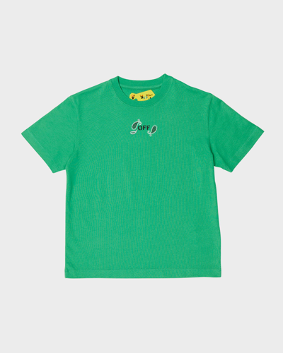 Shop Off-white Boy's Bandana Logo-print Short-sleeve T-shirt In Green Black
