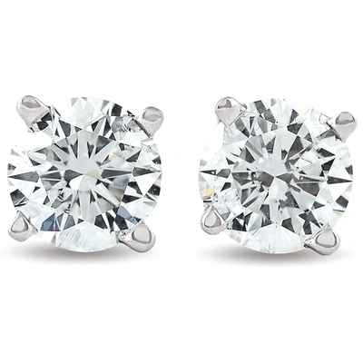 Pompeii3 1 1/2 Cttw 14k White Round Cut Igi Certified Diamond Studs Earrings Screw Back In White