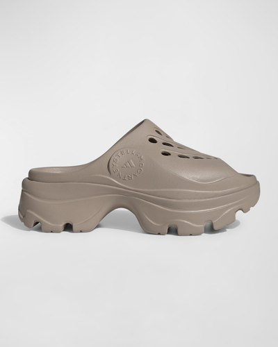Shop Adidas By Stella Mccartney Sporty Rubber Mule Clogs In Trace Khakitrace
