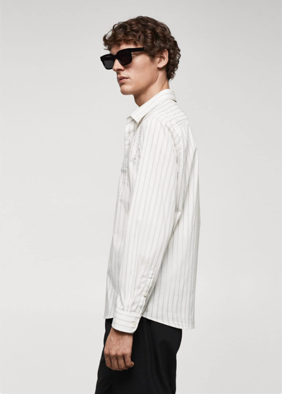 Shop Mango Classic-fit Striped Poplin Shirt Off White
