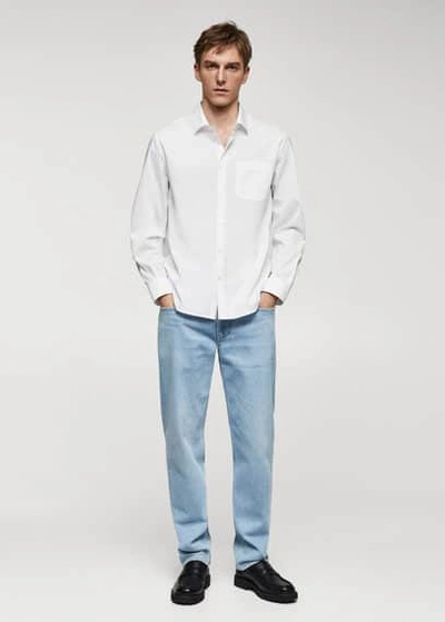 Shop Mango Classic-fit Poplin Shirt White