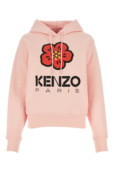 Shop Kenzo Boke Flower Drawstring Hoodie In Pink