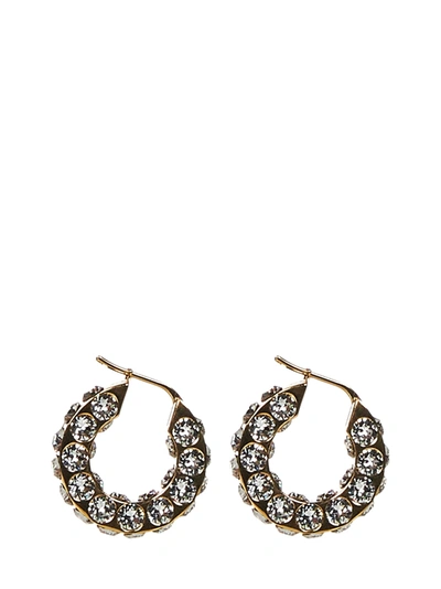 Shop Amina Muaddi Jah Hoop Small Earrings In Oro