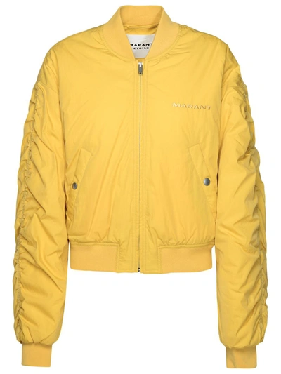 Shop Isabel Marant Étoile 'bessime' Yellow Cotton Blend Bomber Jacket
