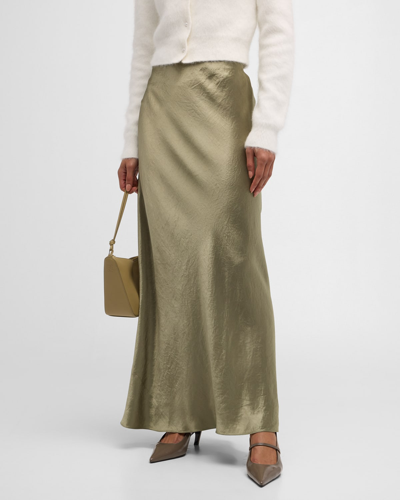 Shop Vince Satin Maxi Skirt In Artichoke