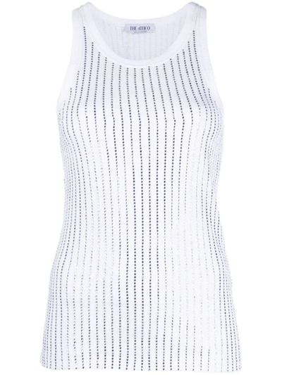 Shop Attico The  Ribbed Jersey Tank Top - Runway In White