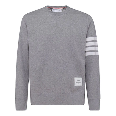 Thom Browne Loopback Jersey Knit 4-bar Crewneck Sweatshirt In Grey
