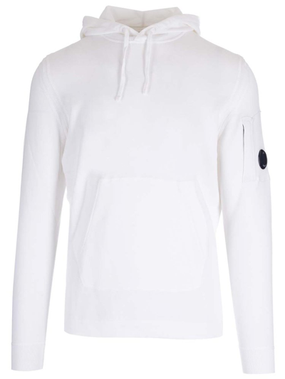 Shop C.p. Company Logo Lens Icon Drawstring Hoodie In White