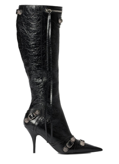 Shop Balenciaga Cagole High Heel Boots In Black