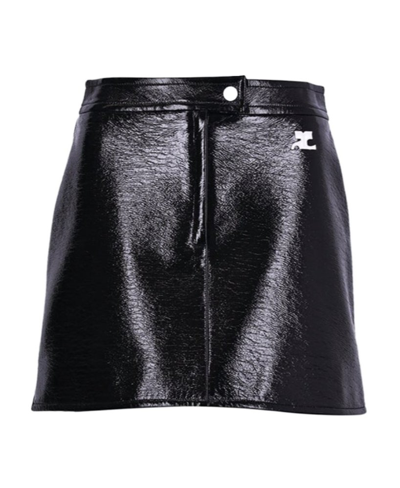 Shop Courrèges Reedition Logo Patch Mini Skirt In Black