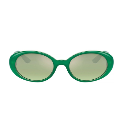 Shop Dolce & Gabbana Eyewear Oval Frame Sunglasses In Green