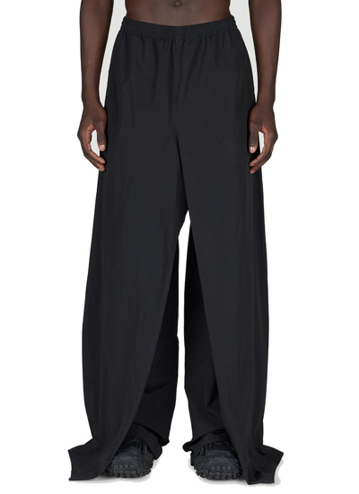 Shop Balenciaga Double Front Draped Pants In Black