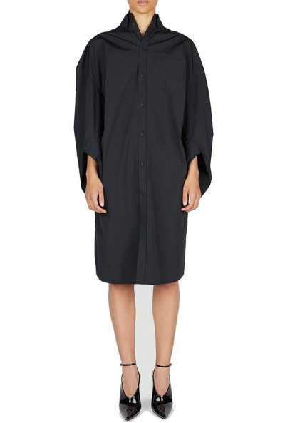 Shop Balenciaga Swing Shirt Dress In Black