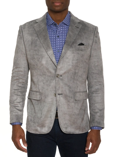 Shop Robert Graham Lubrano Velour Blazer Long Fit In Grey