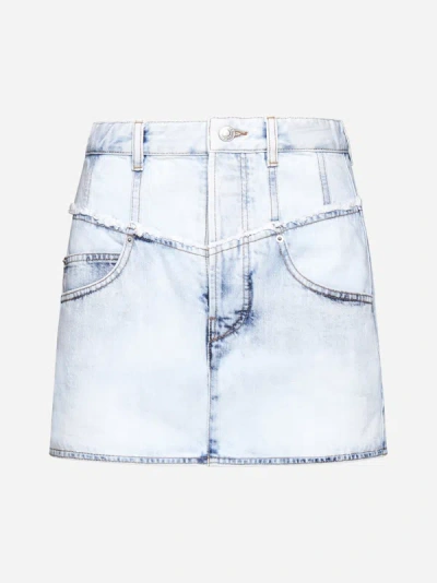 Shop Isabel Marant Narjis Denim Miniskirt In Light Blue