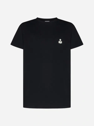 Shop Marant Zafferh Cotton T-shirt In Black,ecru