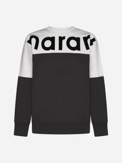 Shop Marant Howley Cotton-blend Sweatshirt In Faded Black,ecru