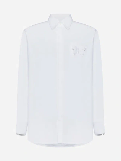 Shop Valentino Butterfly Cotton Shirt In White
