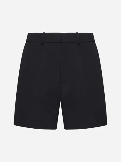 Shop Valentino Wool Shorts In Black
