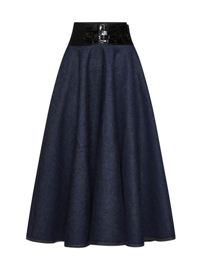 Shop Alaïa Alaia Skirts In Bleu Denim