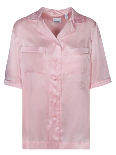 Burberry Ekd Jacquard Silk Shirt Woman Shirt Pink Size 6 Silk In Pink