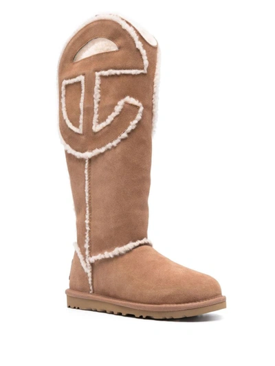 Shop Ugg X Telfar Suede High Boots In Brown