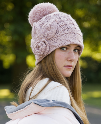 Angela & William Wool Blend Earflap Cap With Sherpa Lining In Indi Pink