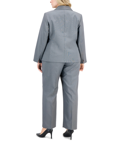 Le Suit Plus Size Shawl-collar Single-button Pantsuit In Grey
