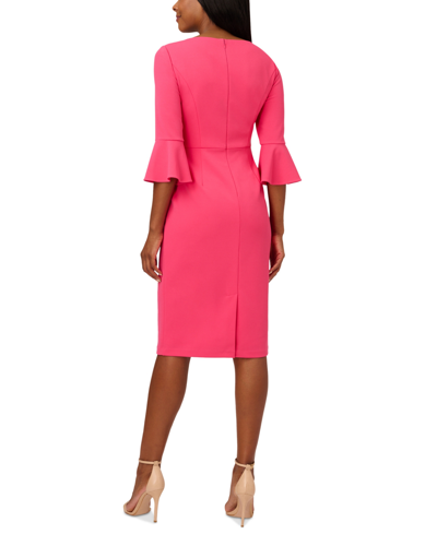 Shop Adrianna Papell Women's Tie-front Bell-sleeve Midi Dress In Camellia