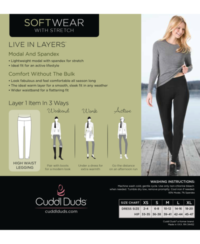 Cuddl Duds Plus Size Softwear Stretch High-rise Leggings In Navy Blazer