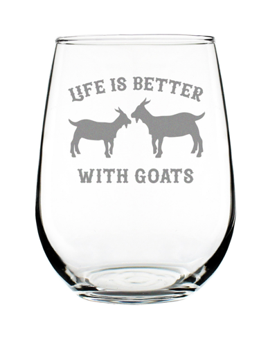 Shop Bevvee Life Is Better With Goats Funny Goat Gifts Stem Less Wine Glass, 17 oz In Clear