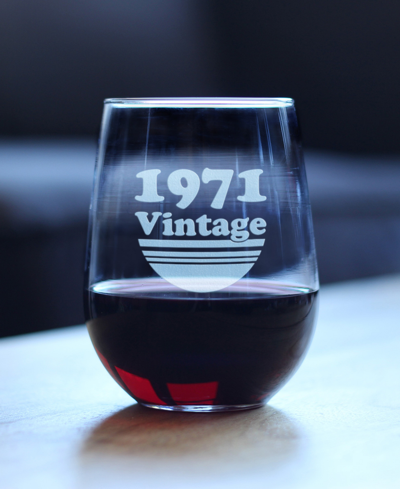 Bevvee Vintage-like 1971 52nd Birthday Gifts Stem Less Wine Glass, 17 oz In Clear