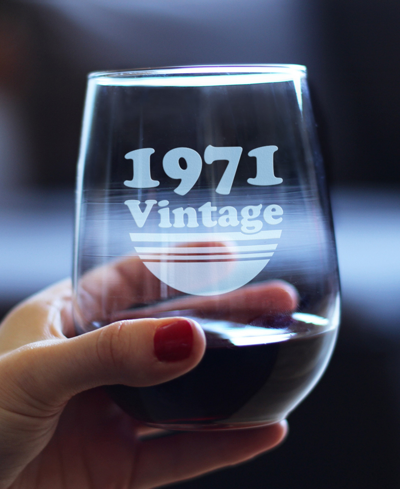 Bevvee Vintage-like 1971 52nd Birthday Gifts Stem Less Wine Glass, 17 oz In Clear