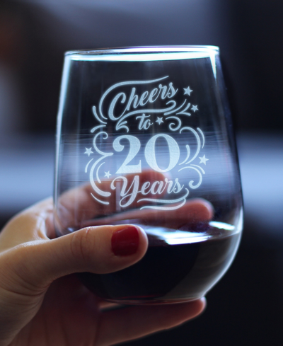 Bevvee Cheers To 20 Years 20th Anniversary Gifts Stem Less Wine Glass, 17 oz In Clear