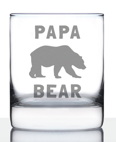 Shop Bevvee Papa Bear Dad Gifts Whiskey Rocks Glass, 10 oz In Clear