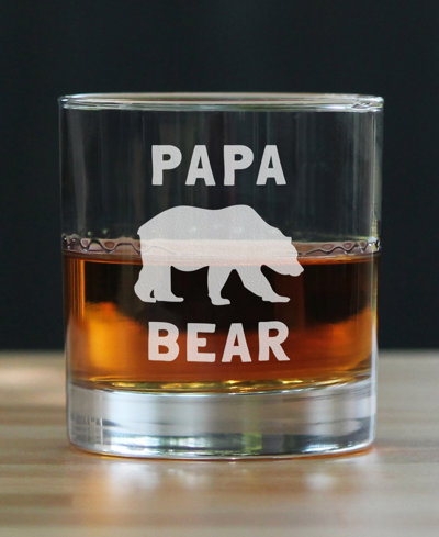 Shop Bevvee Papa Bear Dad Gifts Whiskey Rocks Glass, 10 oz In Clear