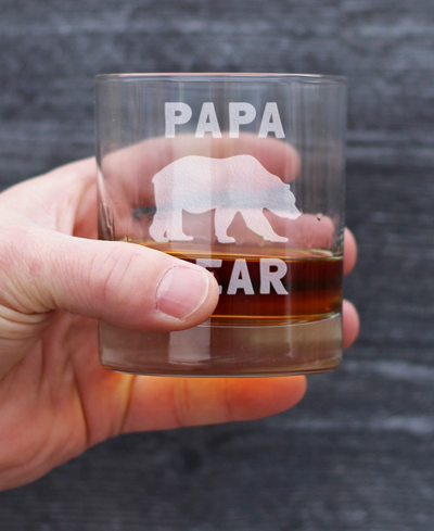 Shop Bevvee Papa Bear Dad Gifts Whiskey Rocks Glass, 10 oz In Clear
