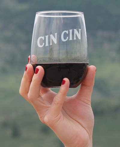 Bevvee Cheers Italian Cin Cin Italy Gifts Stem Less Wine Glass, 17 oz In Clear