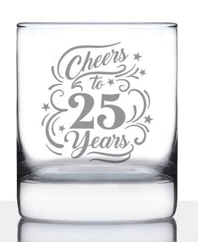 Shop Bevvee Cheers To 25 Years 25th Anniversary Gifts Whiskey Rocks Glass, 10 oz In Clear