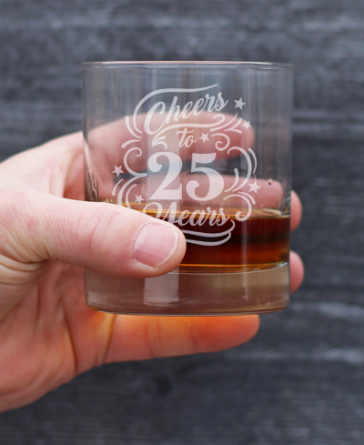 Shop Bevvee Cheers To 25 Years 25th Anniversary Gifts Whiskey Rocks Glass, 10 oz In Clear