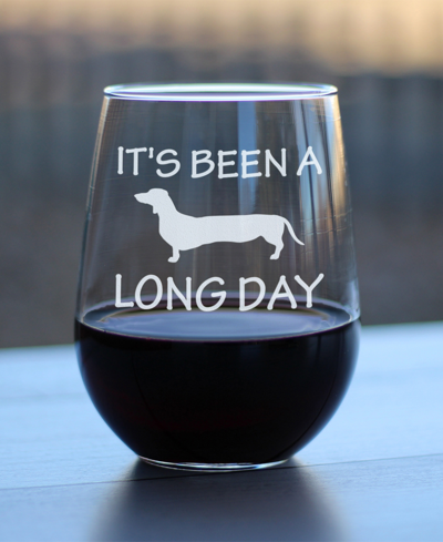 Bevvee It's Been A Long Day Funny Dachshund Dog Gifts Stem Less Wine Glass, 17 oz In Clear