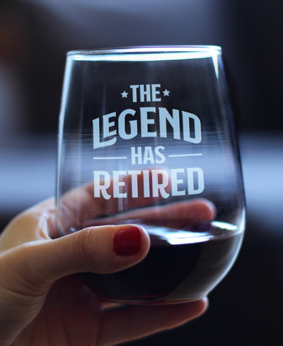 Bevvee The Legend Has Retired Retirement Gifts Stem Less Wine Glass, 17 oz In Clear