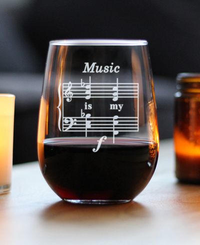 Bevvee Music Is My Forte Musician Gifts Stem Less Wine Glass, 17 oz In Clear