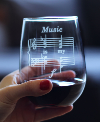 Bevvee Music Is My Forte Musician Gifts Stem Less Wine Glass, 17 oz In Clear