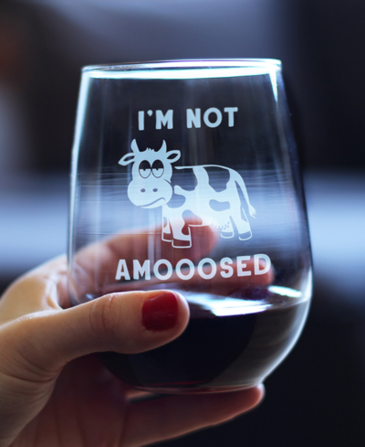 Shop Bevvee I'm Not Amooosed Funny Cow Gifts Stem Less Wine Glass, 17 oz In Clear