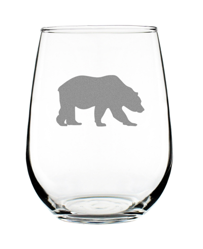 Shop Bevvee Bear Silhouette Rustic Cabin Gifts Stem Less Wine Glass, 17 oz In Clear