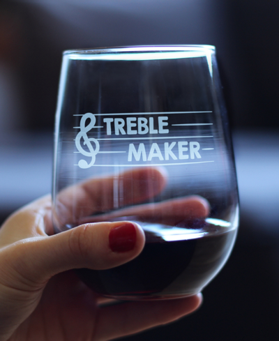 Bevvee Treble Maker Musician Gifts Stem Less Wine Glass, 17 oz In Clear