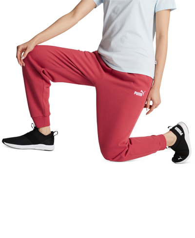 Shop Puma Women's Embroidered-logo High-waist Fleece Sweatpant Jogger In Astro Red