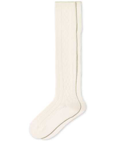 Shop Hue Cable-knit Knee High Socks In Ivory