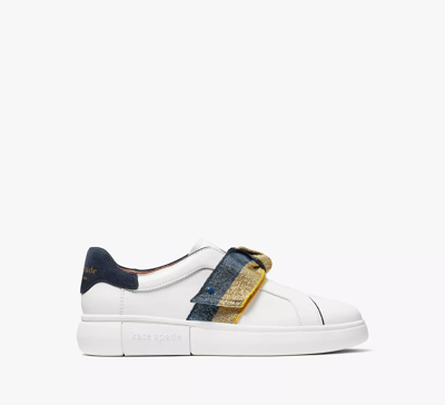 Shop Kate Spade Lexi Sneakers In Tru Wht/ Gold/ Ryl Blue